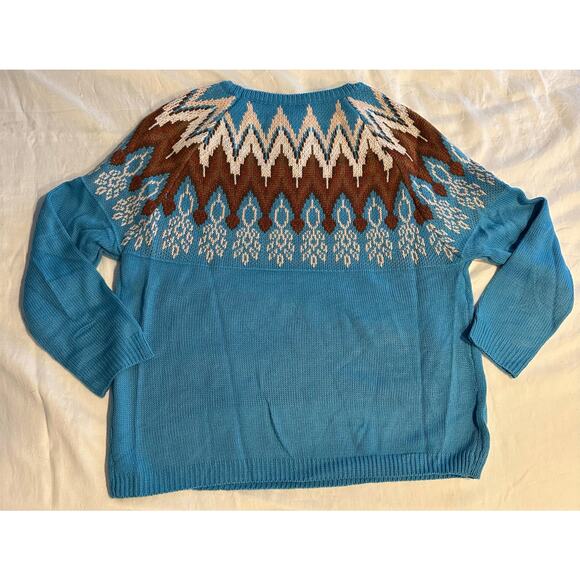 Women's Round-neck Loose Blue white browm Fashion Pullover Sweater winter skiing - Picture 6 of 6